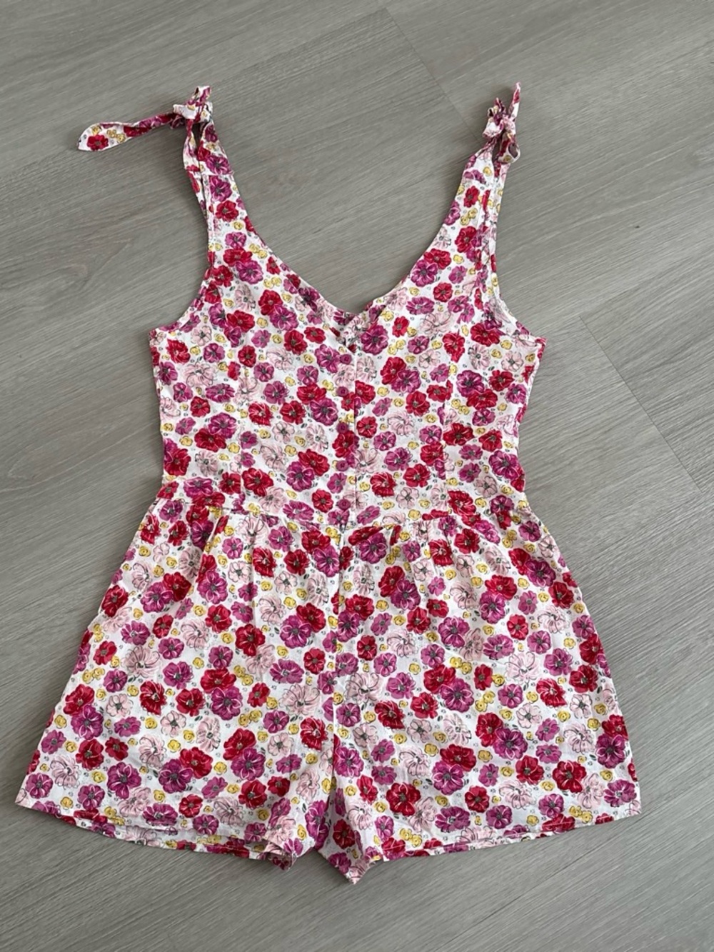 Floral Tie-Shoulder Romper - Pink Floral